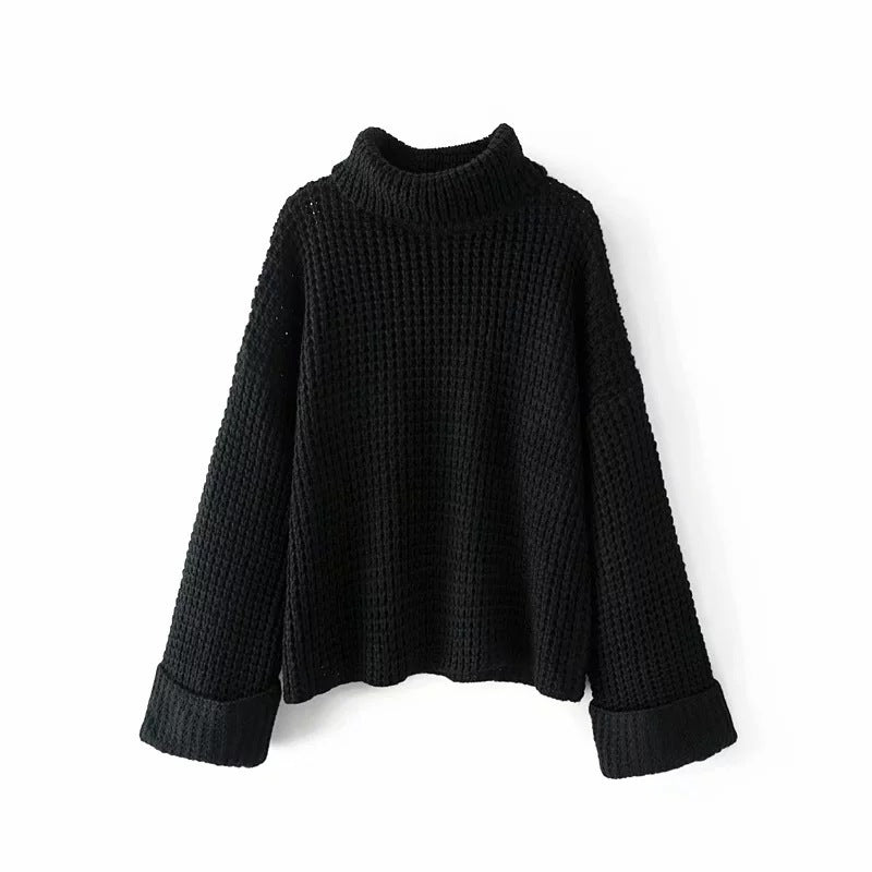 Warm Cozy Women Sweater - Boxy Waffle Knit, Cotton, Fall Black 3D Changing Face Moving Picture Frame - Tophatter Daily Deals