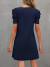 Round Neck Puff Sleeve Mini Dress Casual Dresses - Tophatter Daily Deals