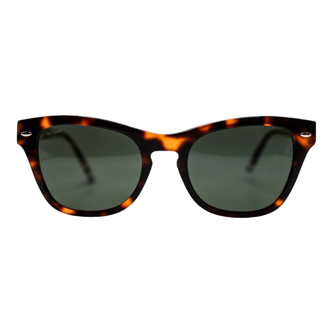 Out East Eyewear Fenwick Sunglasses Dark Tortoise Green Lens Sunglasses - Tophatter Daily Deals
