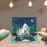 Snow Leopards Pop & Slot 3D Decoration | Build Your Own Winter Landscape Diorama Ornament - Tophatter Daily Deals