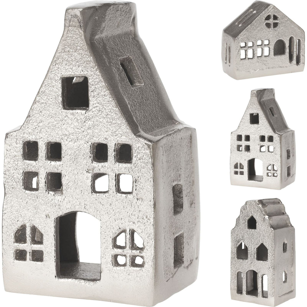 Silver Metal House Shaped Tealight Candle Holder | Christmas Tea Light House Candle Holder - Tophatter Daily Deals