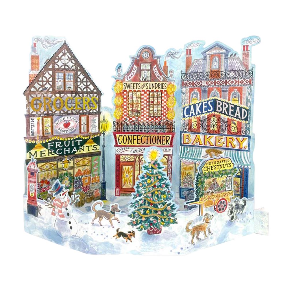 3D High Street Christmas Advent Calendar | Advent Calendar Pop-Up Winter Scene Advent Calendar - Tophatter Daily Deals