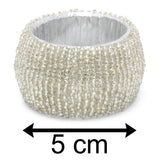 Set Of 4 Silver Glass Napkin Holder | Chic Beaded Napkin Rings | Ring Holder Dinner Table Set Napkin Rings - Tophatter Daily Deals