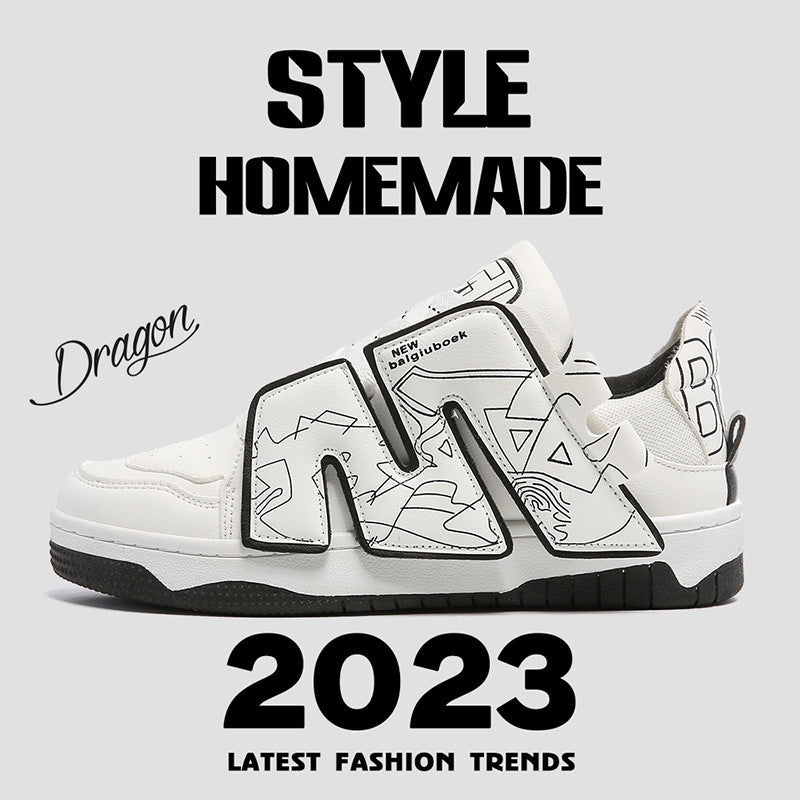 Breathable Versatile Niche Original Leisure Board Shoes Thick Bottom Non-slip White Black 0 - Tophatter Daily Deals
