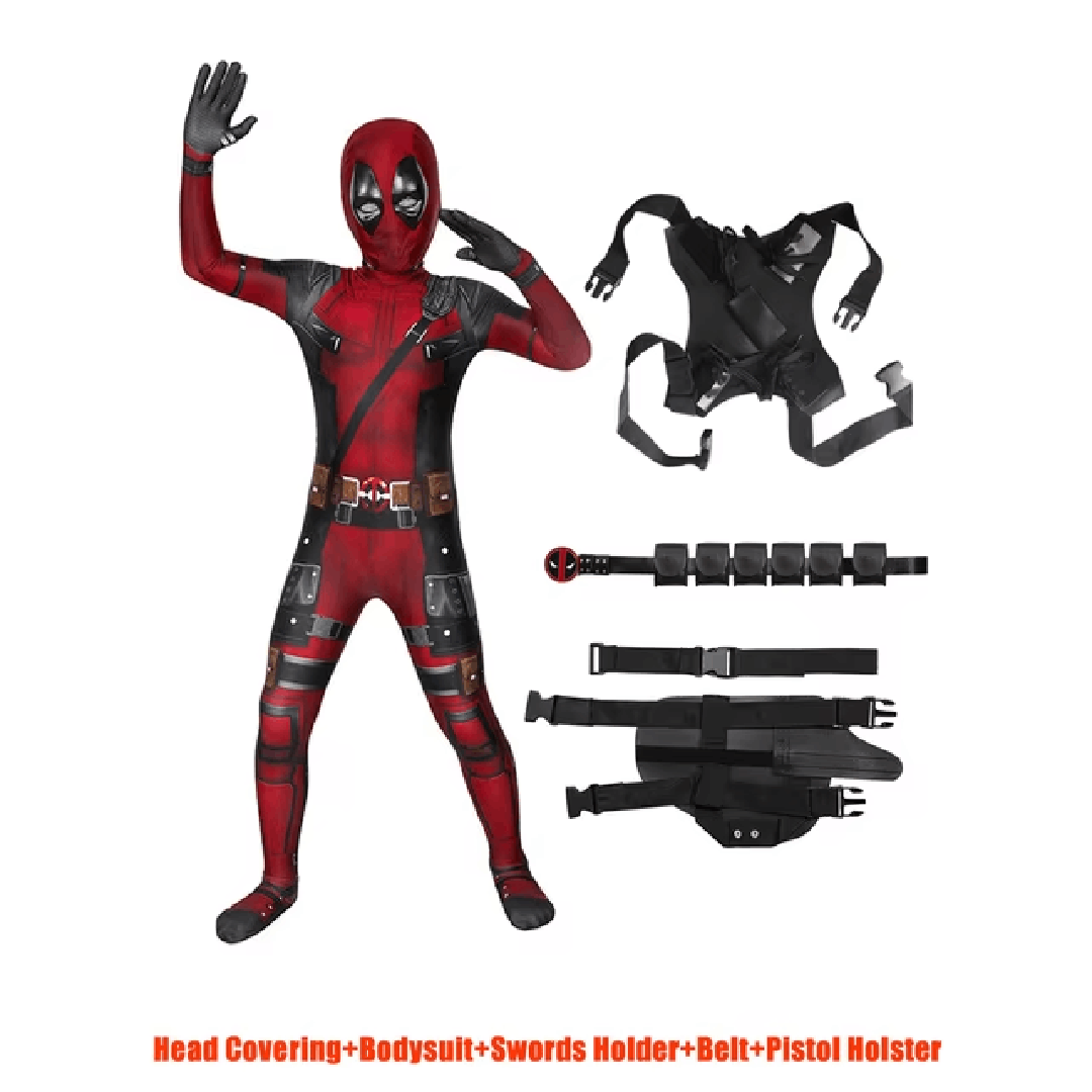Adult & Kids Deadpool Costume with Mask and Accessories - Marvel Superhero Outfit for Halloween Halloween Costumes - Tophatter Daily Deals