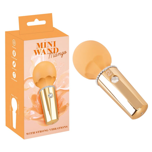 Mini Wand Mango Massage Wand 12.7 cm With Glitter Stone Button and 10 Vibration Modes > Sex Toys > Mini Massagers - Tophatter Daily Deals