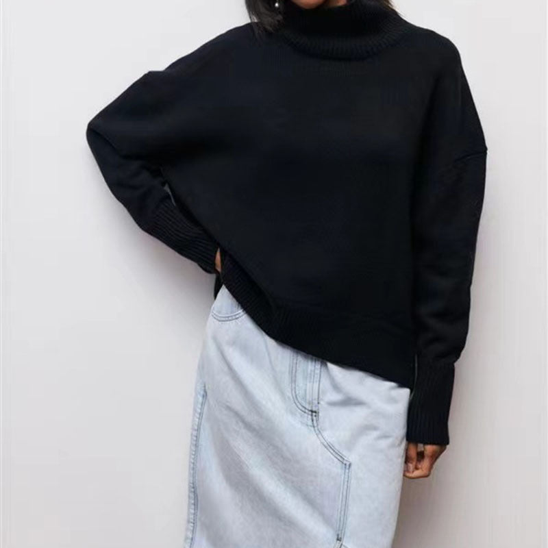 Soft Cozy Women Turtleneck Sweater - Oversized Pullover Black 3D Changing Face Moving Picture Frame - Tophatter Daily Deals