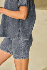 Black Mineral Washed Oversized T Shirt and Shorts Set Loungewear & Sleepwear/Loungewear - Tophatter Daily Deals