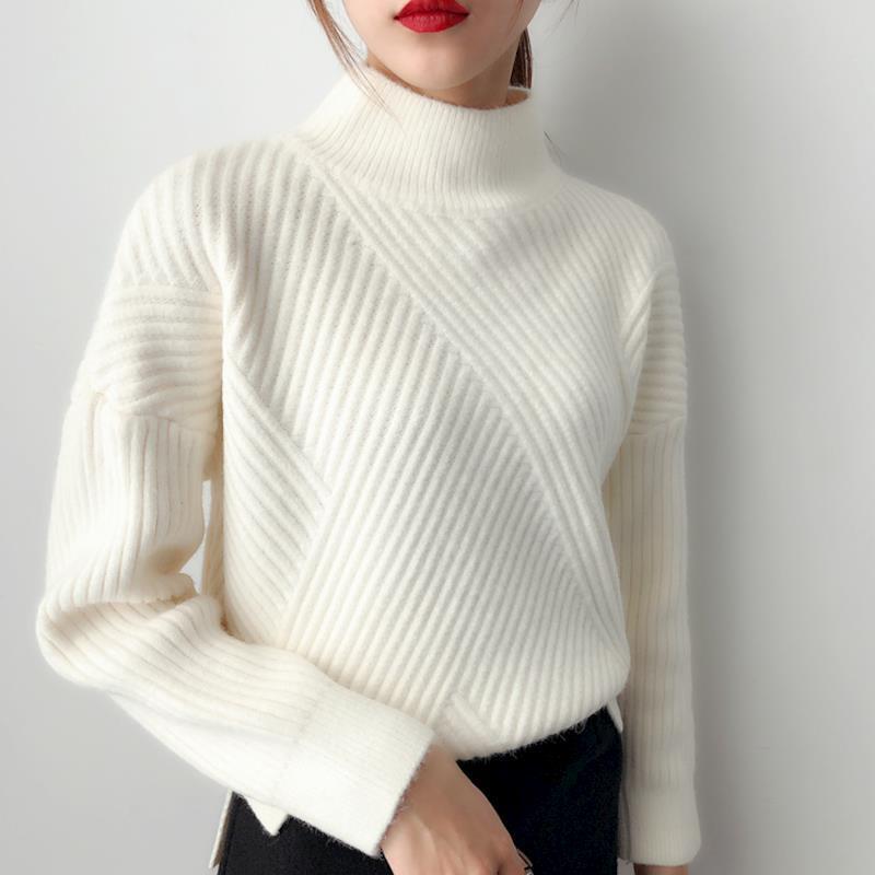 Soft Women’s Sweater - Loose Half High Collar, Ribbed Knit Beige One size 3D Changing Face Moving Picture Frame - Tophatter Daily Deals