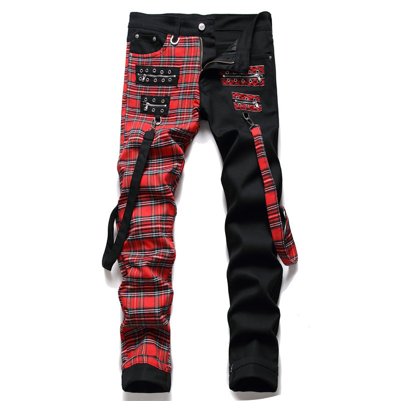 Black Panel Colorblock Non Stretch Straight Men's Jeans 0 - Tophatter Daily Deals