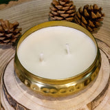 Bohemian Style Gold Metal Candle Bowl | 2 Wick Scented Candle & Holder - 10cm Scented Candle - Tophatter Daily Deals
