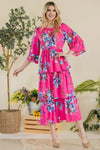 Celeste Full Size Floral Ruffle Tiered Midi Dress Casual Dresses - Tophatter Daily Deals