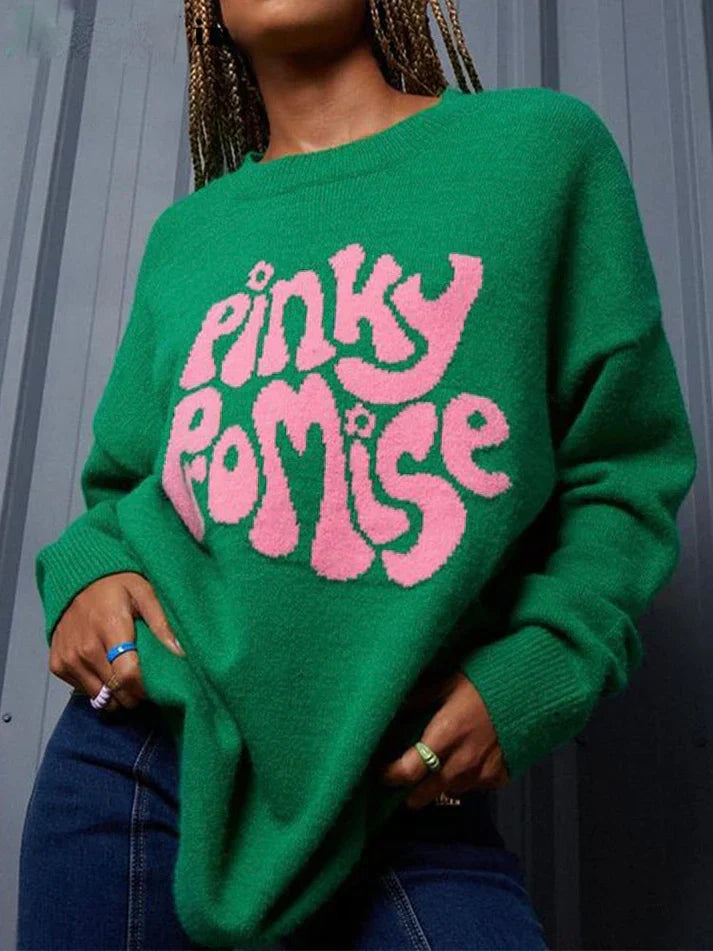 Oversized Women’s Pullover - Graphic Sleeve, Knit, Everyday - Tophatter Daily Deals