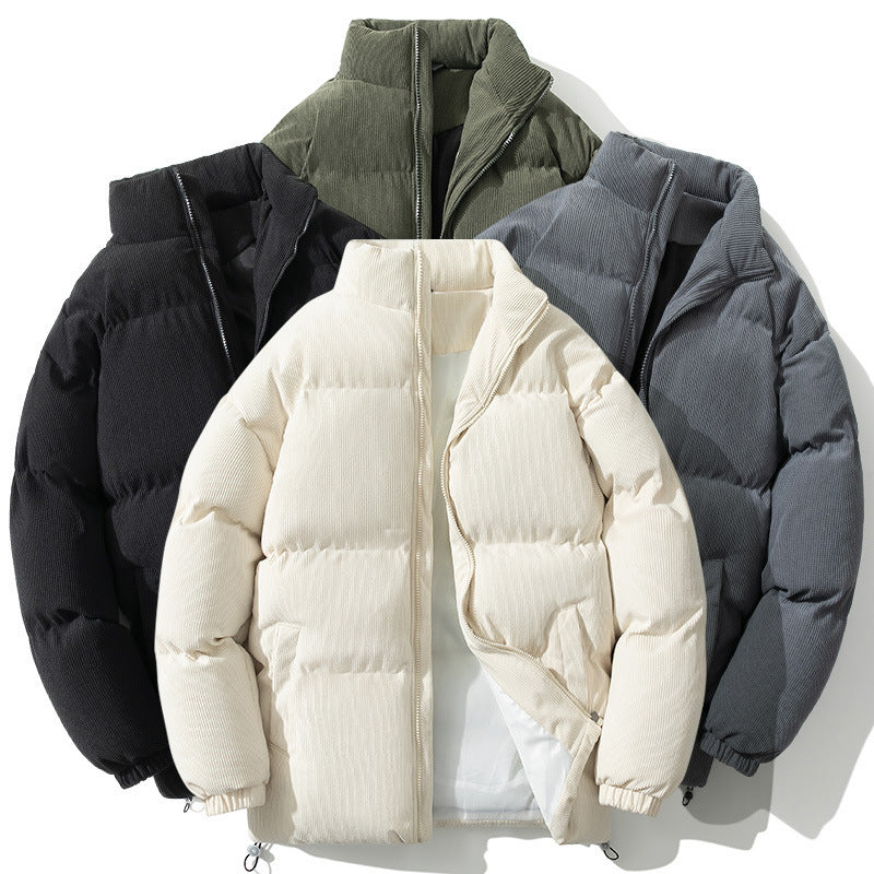 Insulating Mens Puffer Coat - Boxy Stand-Up Collar, Cotton 3D Changing Face Moving Picture Frame - Tophatter Daily Deals