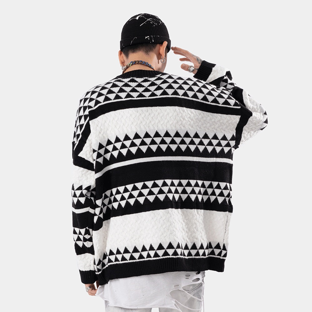 Warm Men’s Jacquard Sweater - Relaxed Fit Knit, Casual 3D Changing Face Moving Picture Frame - Tophatter Daily Deals