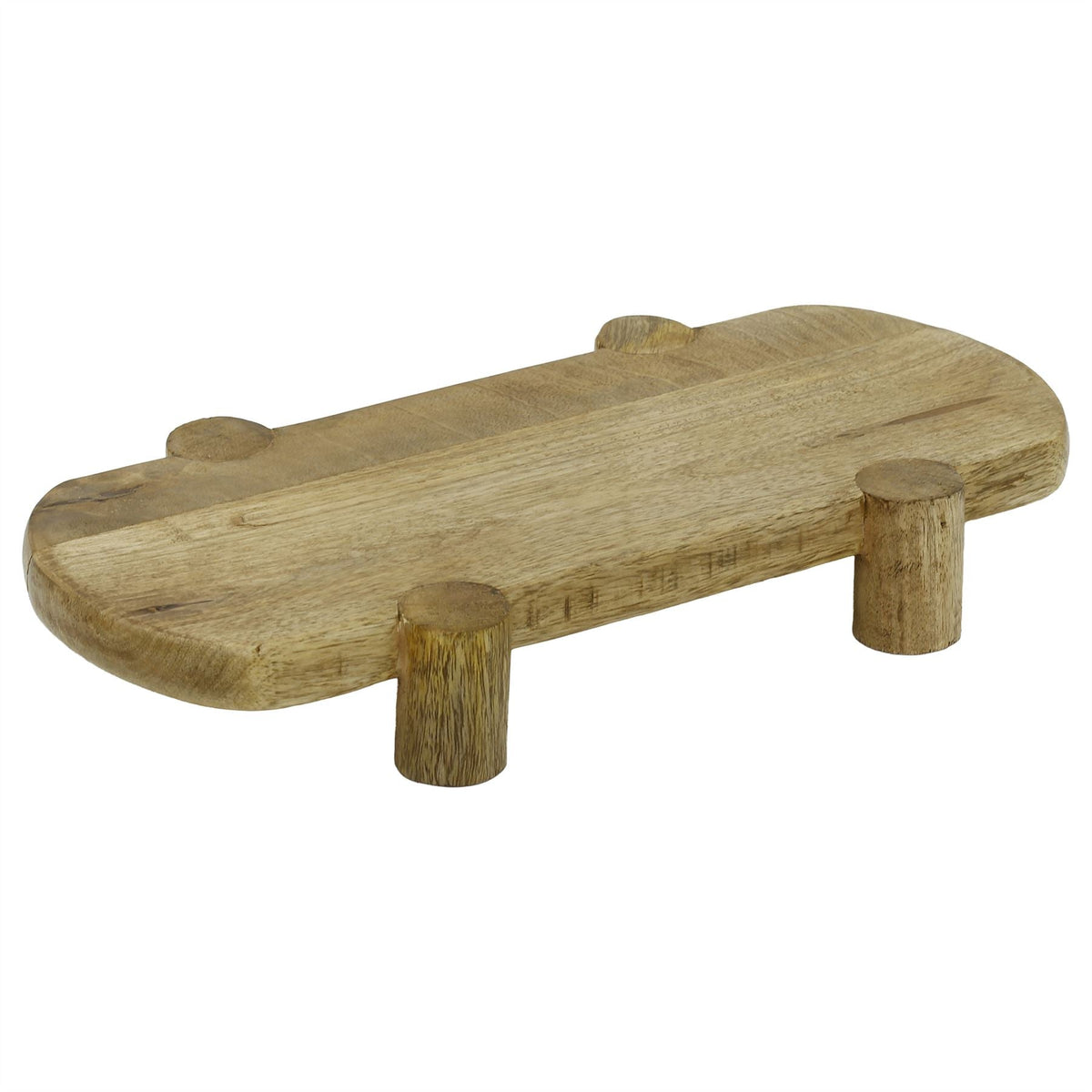 Mango Wood Serving Platter, Natural Raised Cheese Board with Feet 35 x 18 cm Serving Board - Tophatter Daily Deals