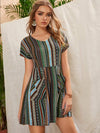 Pocketed Striped Short Sleeve Dress Casual Dresses - Tophatter Daily Deals