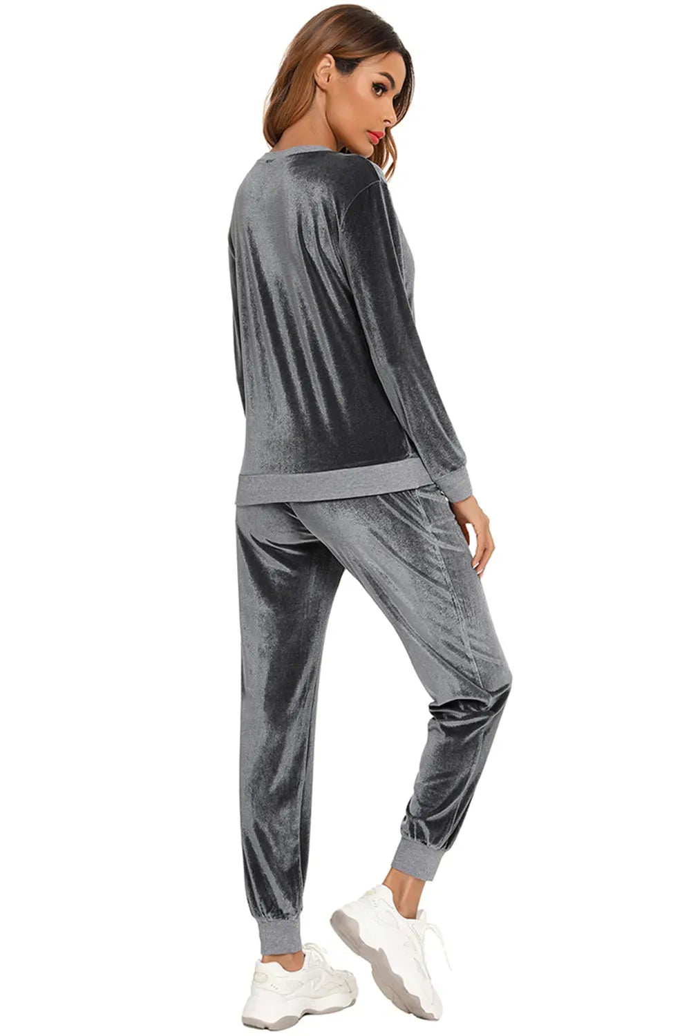 Round Neck Long Sleeve Loungewear Set with Pockets Loungewear Sets - Tophatter Daily Deals