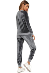 Round Neck Long Sleeve Loungewear Set with Pockets Loungewear Sets - Tophatter Daily Deals