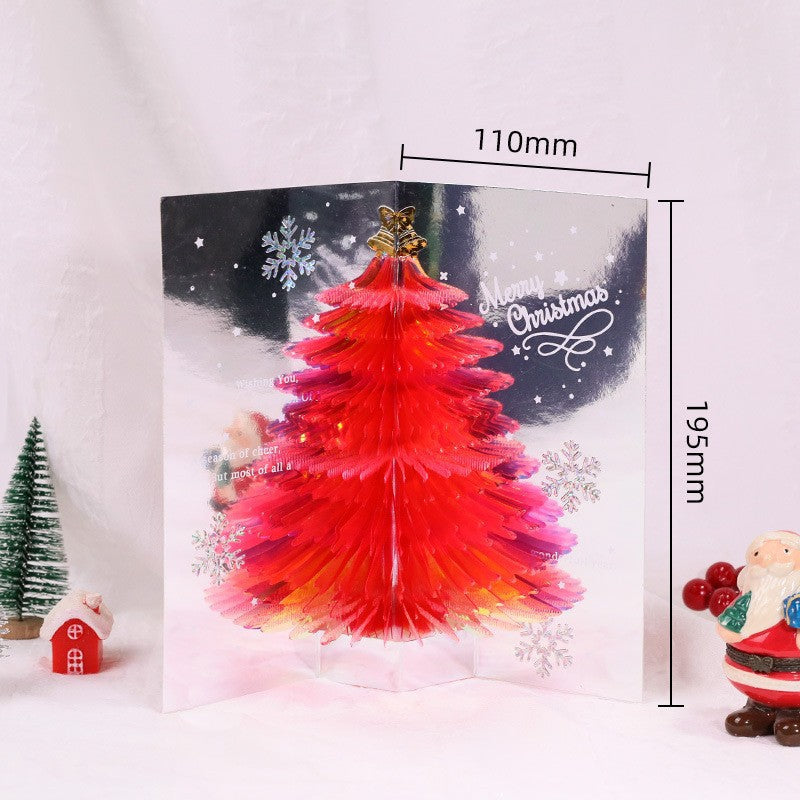 3d Christmas Greeting Card Stereo Christmas Tree Card Creative Sparkling Christmas Tree Red 0 - Tophatter Daily Deals