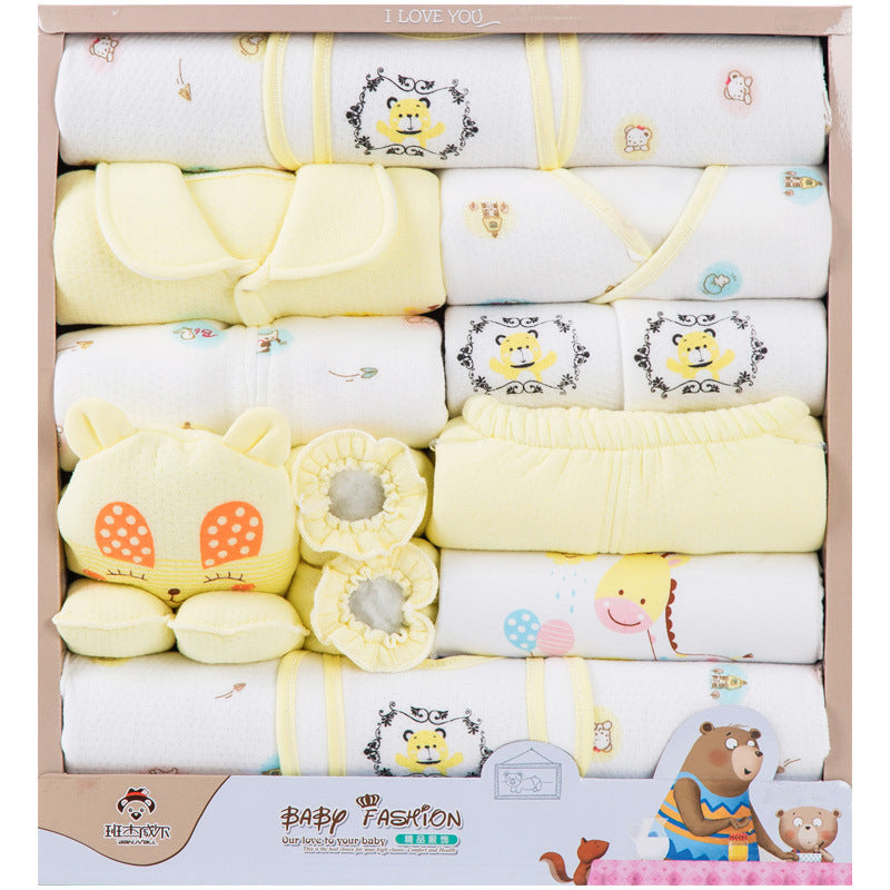 18 Piece Cotton Newborn Clothes Gift Box Set Bear Yellow Thickened 59cm 0 - Tophatter Daily Deals