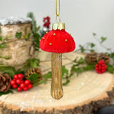 Red & Gold Toadstool Christmas Bauble | Glass Mushroom Tree Ornament - 9cm Baubles - Tophatter Daily Deals