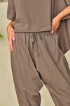 Simply Taupe High Low Boxy Fit Tee and Crop Pants Set Loungewear & Sleepwear/Loungewear - Tophatter Daily Deals