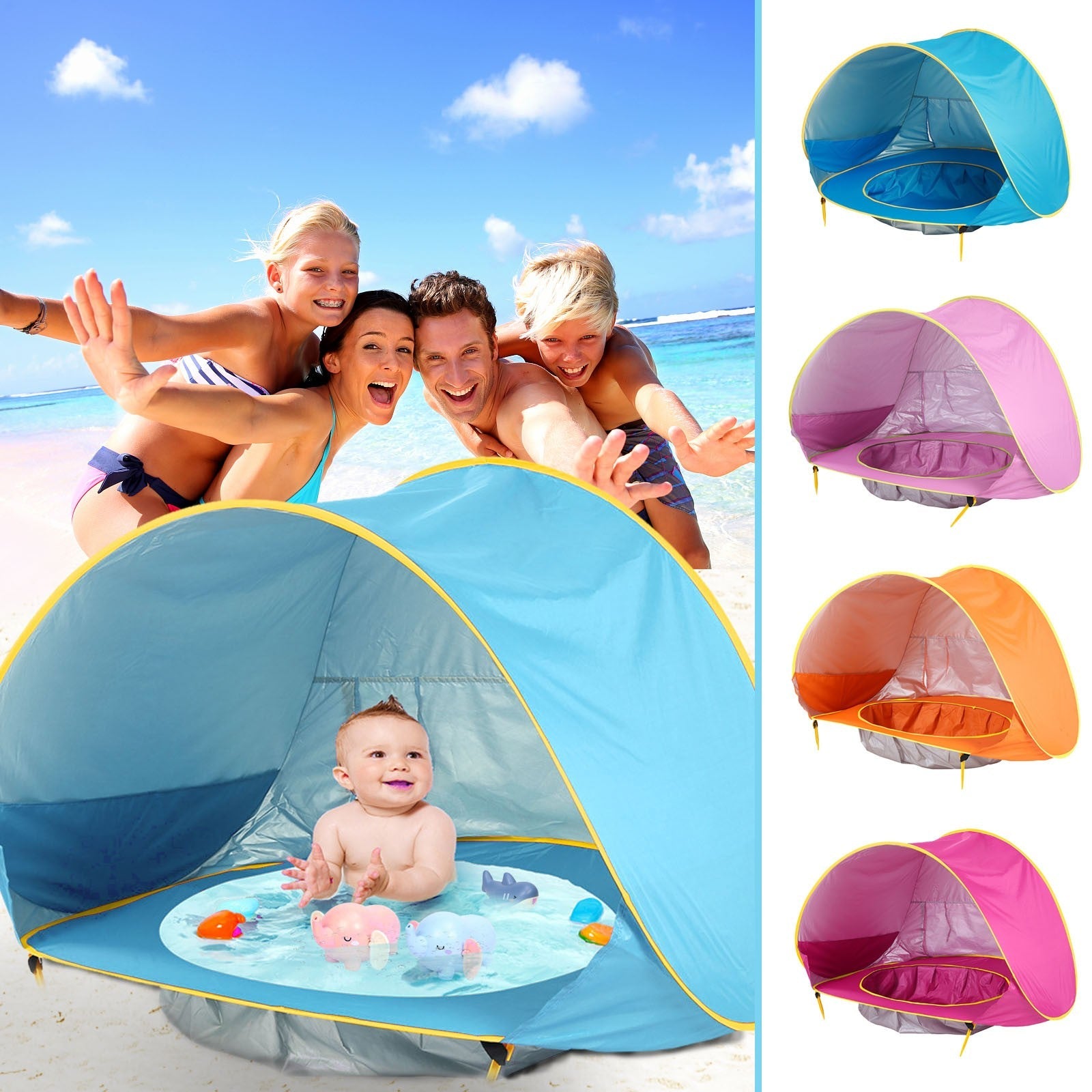 Baby Beach Tent Portable Shade Pool UV Protection Sun Shelter For Infant Outdoor Toys Child Swimming Pool Play House Tent Toys 0 - Tophatter Daily Deals