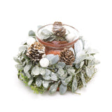 13cm Traditional Christmas Mistletoe Tealight Candle Holder | Christmas Wreath Tea Light Holder | Christmas Candle Centerpiece Candle Holder - Tophatter Daily Deals