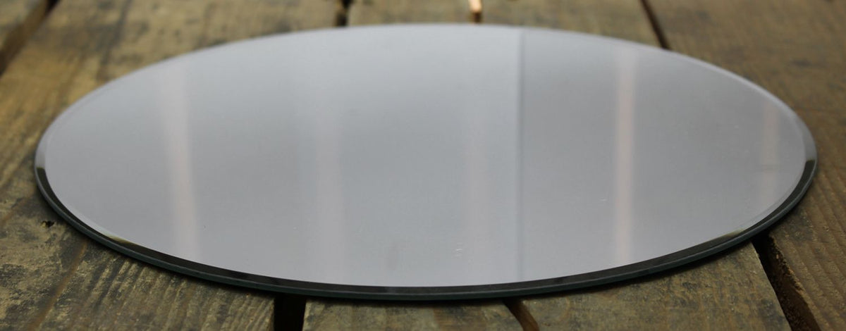 Round Glass Mirror Candle Plate Stand 30Cm Candle Plate - Tophatter Daily Deals