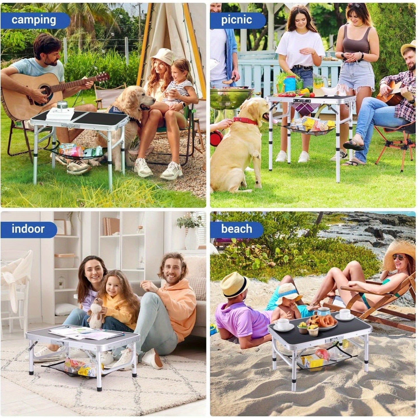 Folding Camping Table Adjustable Height Outdoor Recreation > Camping > Camp Furniture - Tophatter Daily Deals