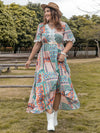 Plus Size Lace Detail Printed Half Sleeve Midi Dress Casual Dresses - Tophatter Daily Deals