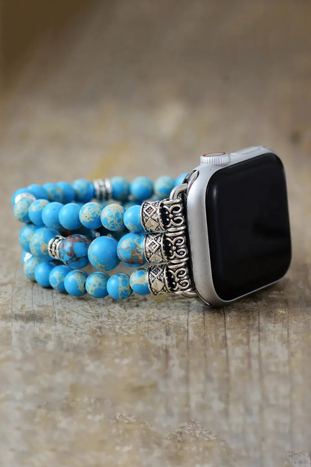 Synthetic Imperial Jasper Beaded Watchband Bracelet Sky Blue Bracelets - Tophatter Daily Deals