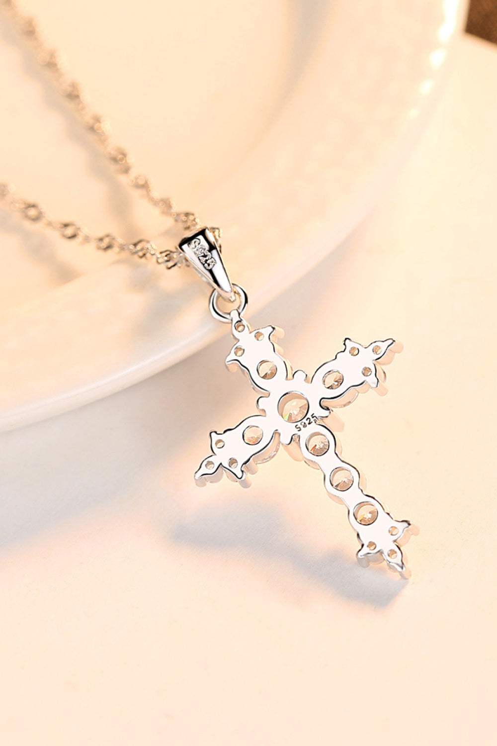 Zircon Cross Pendant 925 Sterling Silver Necklace Necklaces - Tophatter Daily Deals