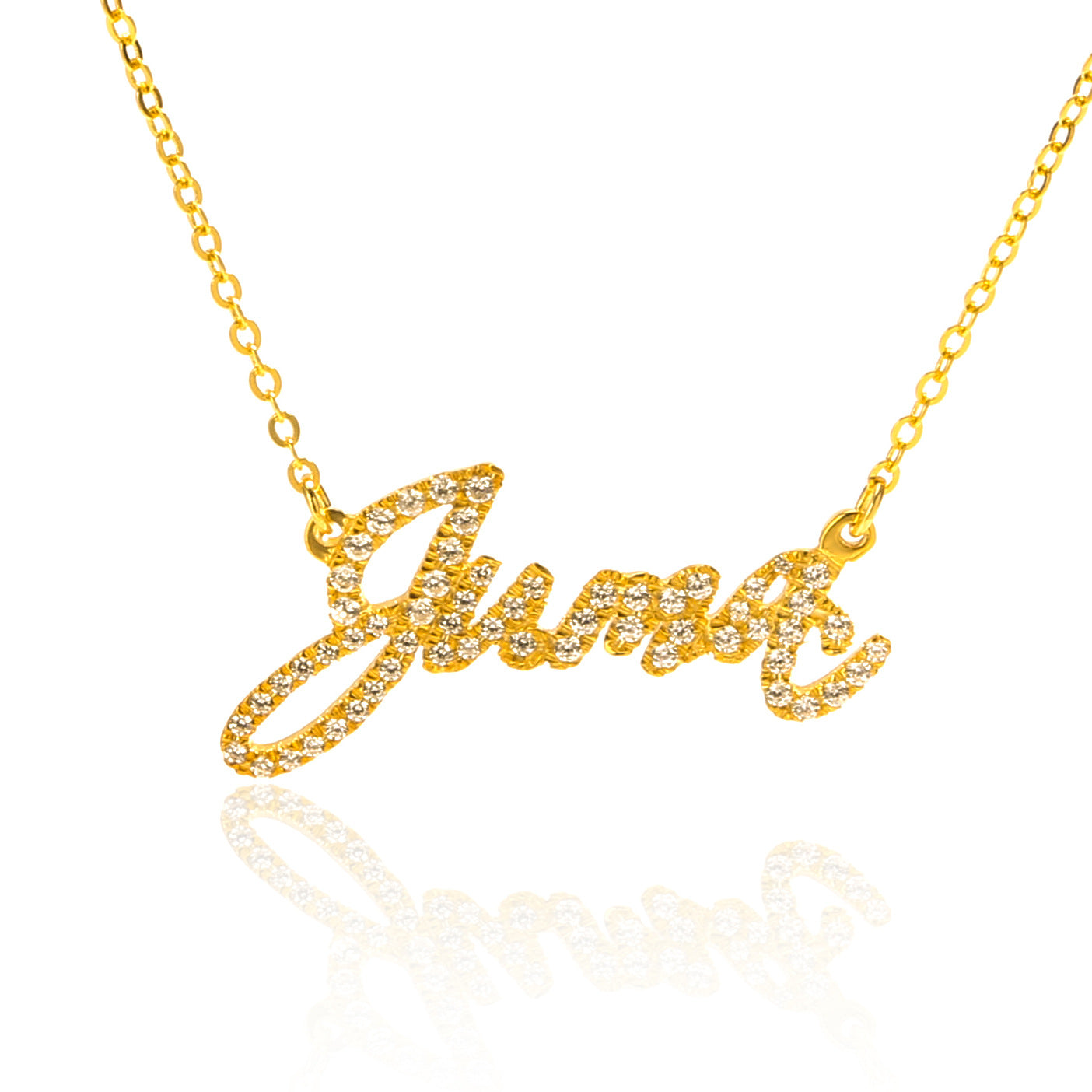 925 Sterling Silver Full Diamond Necklace Customization Gold Lower case 7 - Tophatter Daily Deals