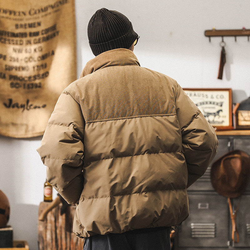 Insulating Mens Puffer Jacket - Corduroy Yoke, Duck Down 3D Changing Face Moving Picture Frame - Tophatter Daily Deals