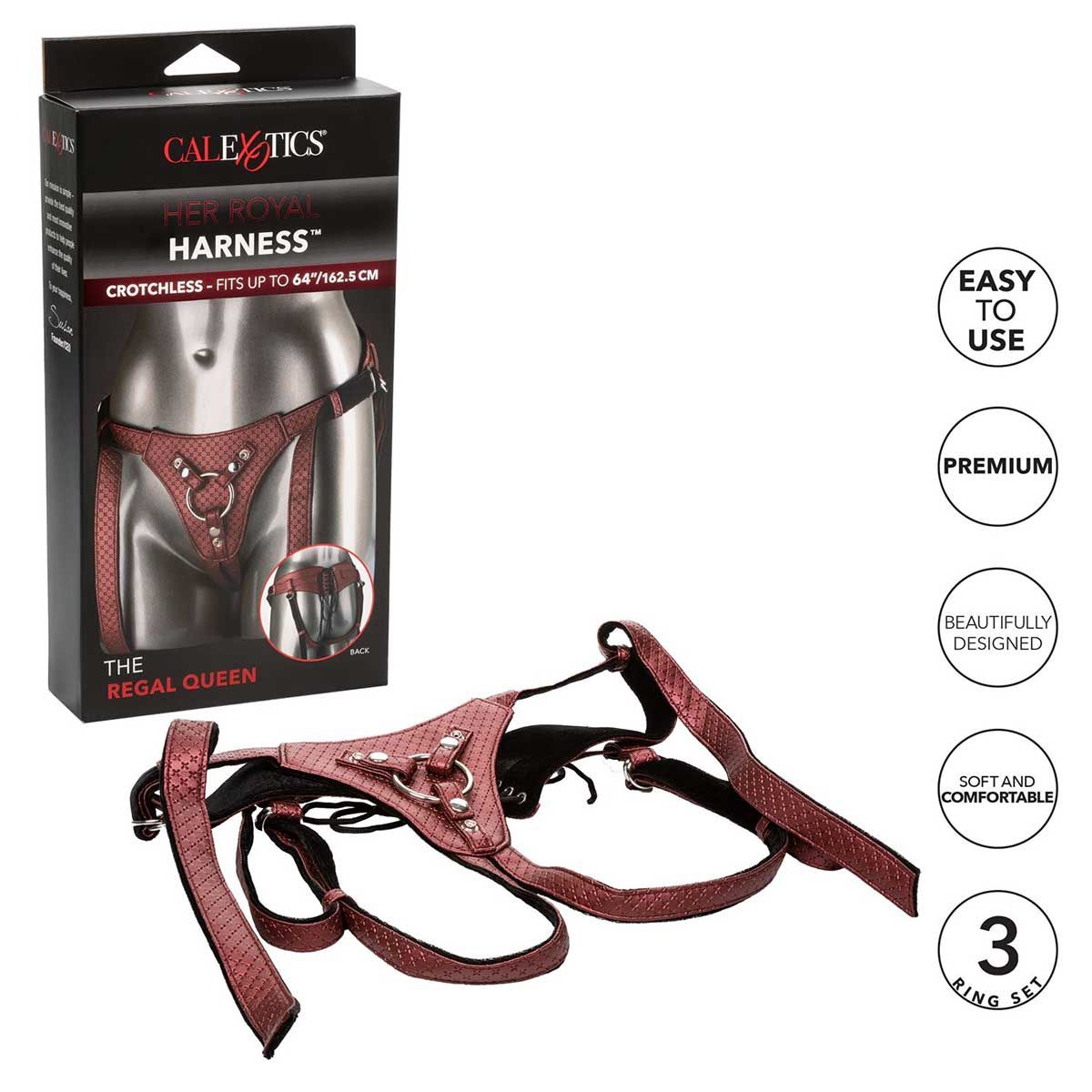 Her Royal Harness Crotchless Regal Duchess in Red Strap-On Harness - Tophatter Daily Deals