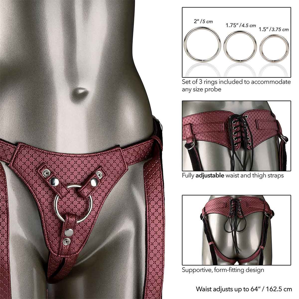Her Royal Harness Crotchless Regal Duchess in Red Strap-On Harness - Tophatter Daily Deals