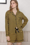 Plaid Long Sleeve Shirt and Shorts Lounge Set Loungewear Sets - Tophatter Daily Deals