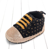 Baby sequined stars toddler shoes Black 0 - Tophatter Daily Deals