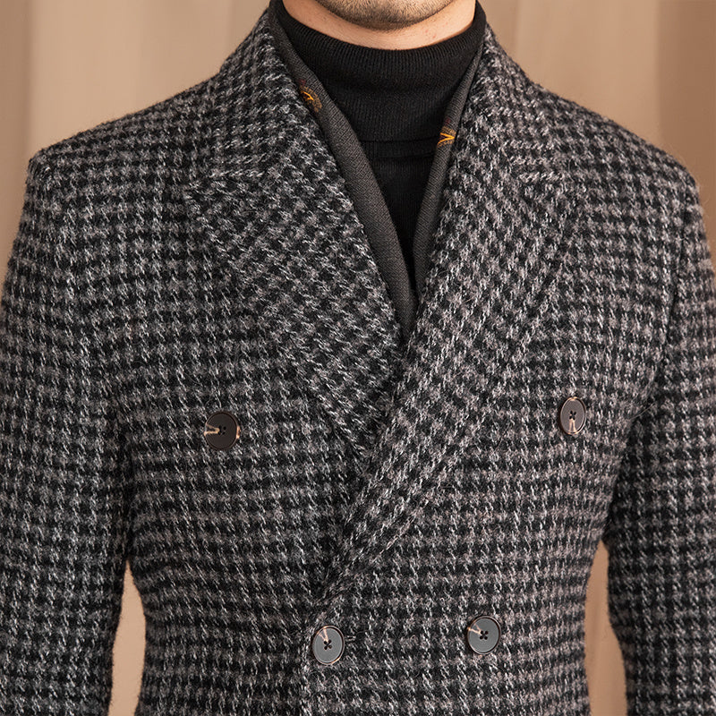 Warm Men’s Double-Breasted Coat - Mid-Length Wool, Winter 3D Changing Face Moving Picture Frame - Tophatter Daily Deals