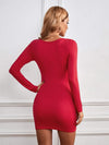 Plunge Long Sleeve Mini Dress Cocktail Dresses - Tophatter Daily Deals