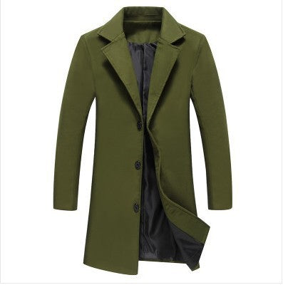 Warm Men's Wool Overcoat - Single-Breasted, Wool Blend ArmyGreen 3D Changing Face Moving Picture Frame - Tophatter Daily Deals