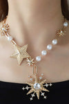 Synthetic Pearl Star Shape Alloy Necklace Gold One Size Necklaces - Tophatter Daily Deals