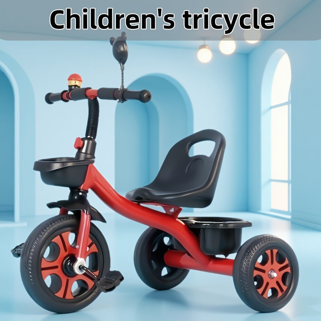 3-Wheel Kids Red Tricycle Stainless Steel Bike Rocking & Spring Riding Toys - Tophatter Daily Deals