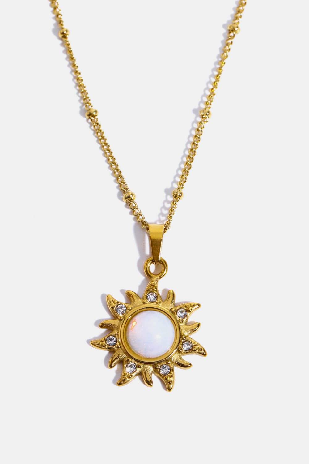 Opal Sun Pendant Stainless Steel Necklace Gold One Size Necklaces - Tophatter Daily Deals