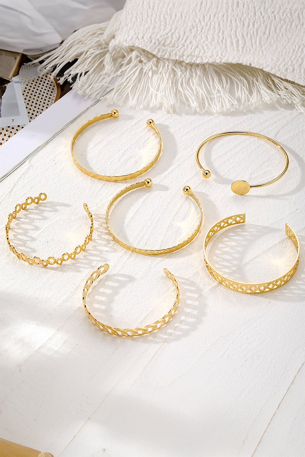 Gold Multi Layered Opening Plated Bangle Set Bracelets - Tophatter Daily Deals