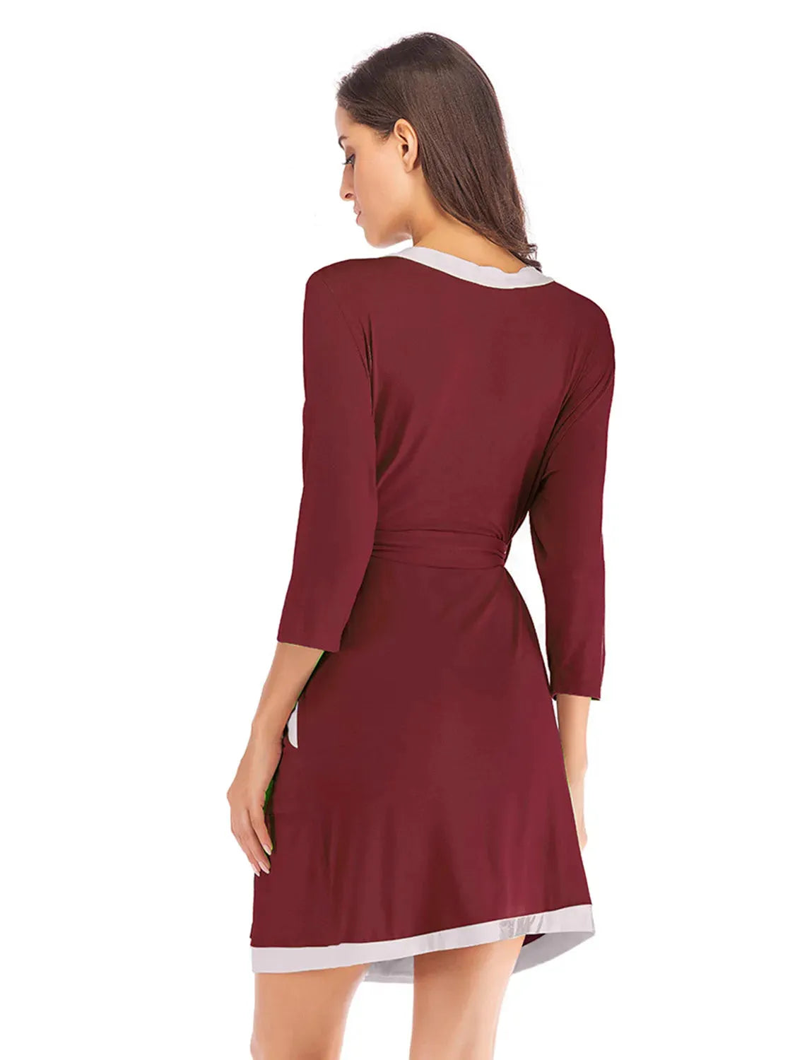 Tie Waist Surplice Neck Robe with Pockets Sleep Dresses - Tophatter Daily Deals