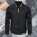 Windproof Men’s Bomber Jacket - Stand Collar, Nylon Black - Tophatter Daily Deals
