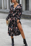 Floral Long Sleeve Surplice Neck Dress Casual Dresses - Tophatter Daily Deals